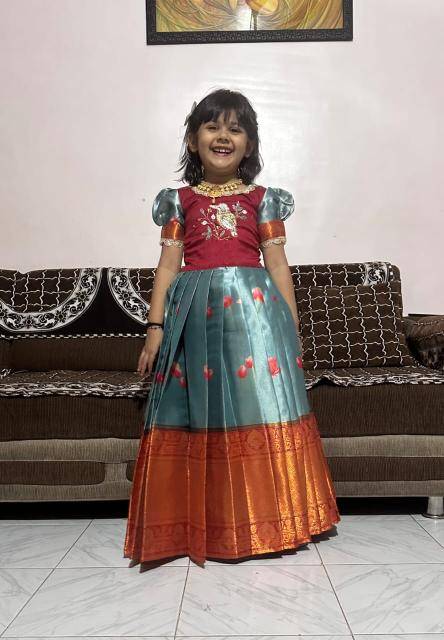 kids gown kanjivaram silk Children wear wholesale